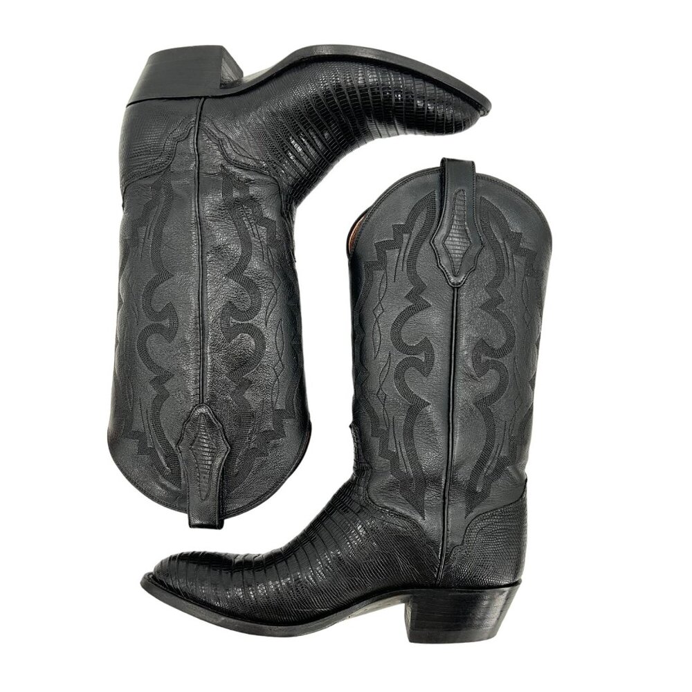 Vintage El Dorado Exotic Black Teju Lizard Cowboy Boots Mens size 9 Western 9550 - Picture 6 of 16